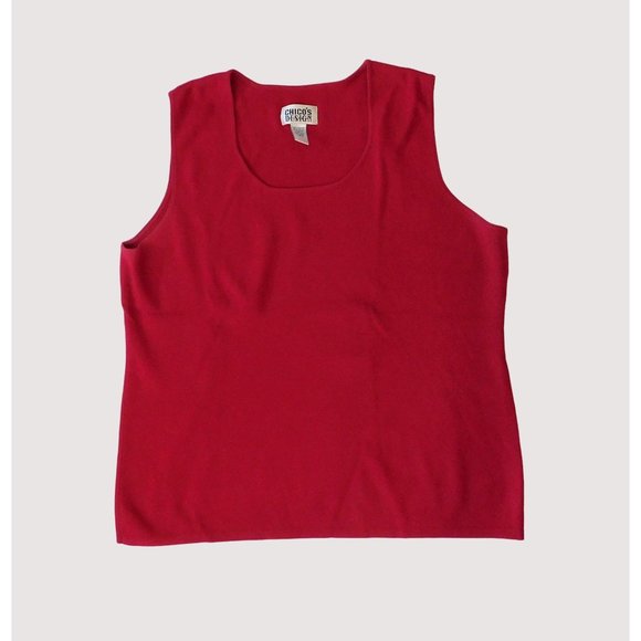 Chicos 3 Top Womens 16 XL Red Sleeveless Shell Tank Stretch Breathable Layering - Picture 4 of 8